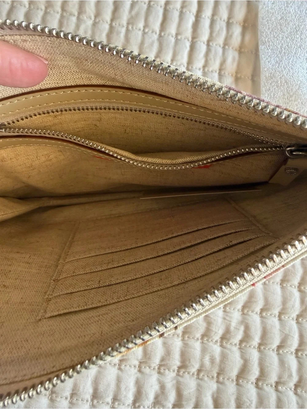 India Hicks Siesta Canvas Clutch Wristlet Zip Pouch Island Print Travel Bag